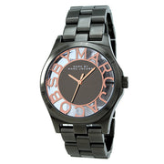 Marc Jacobs Henry Skeleton Black Dial Black Steel Strap Watch for Women - MBM3254