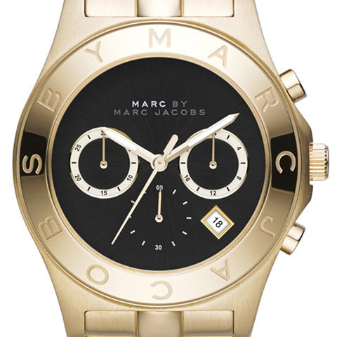 Shop Authentic Marc Jacobs Blade Chronograph Black Dial Gold Steel Strap Watch for Women - MBM3309 - Luxxuri
