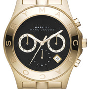  Shop Authentic Marc Jacobs Blade Chronograph Black Dial Gold Steel Strap Watch for Women - MBM3309 - Luxxuri