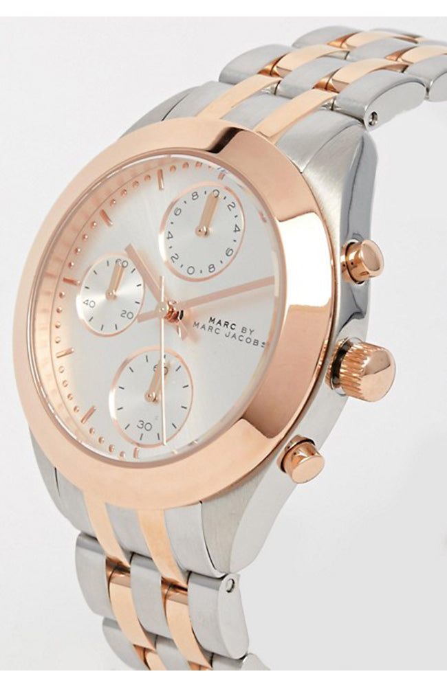  Shop Authentic Marc Jacobs Peeker Chronograph Silver Two Tone Steel Strap Watch for Women - MBM3369 - Luxxuri