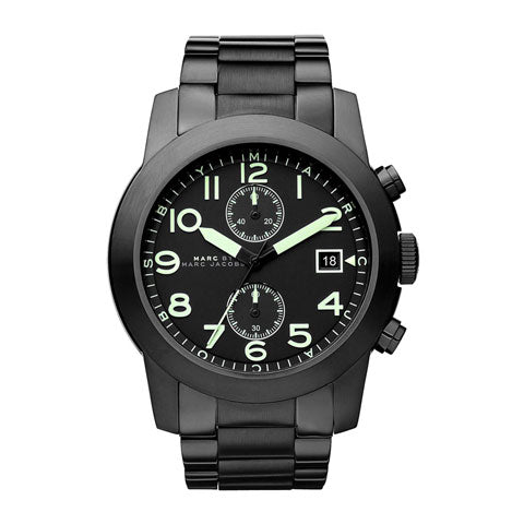  Shop Authentic Marc Jacobs Larry Chronograph Black Dial Black Steel Strap Watch for Men - MBM5032 - Luxxuri