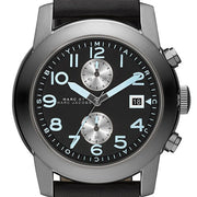  Shop Authentic Marc Jacobs Larry Chronograph Black Dial Black Leather Strap Watch for Men - MBM5054 - Luxxuri