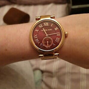  Shop Authentic Michael Kors Skylar Maroon Dial Rose Gold Steel Strap Watch for Women - MK6086 - Luxxuri