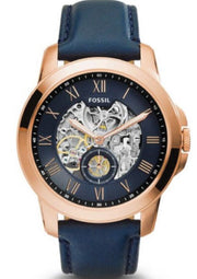  Shop Authentic Fossil Grant Mechanical Blue Dial Blue Leather Strap Watch for Men - ME3054 - Luxxuri