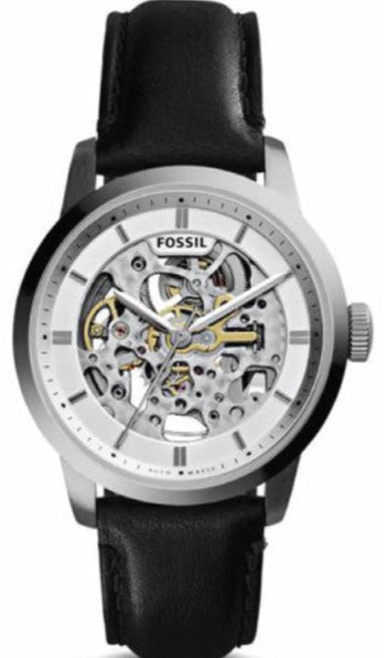  Shop Authentic Fossil Townsman Automatic Skeleton White Dial Black Leather Strap Watch for Men - ME3085 - Luxxuri