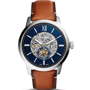  Shop Authentic Fossil Townsman Automatic Skeleton Blue Dial Brown Leather Strap Watch for Men - ME3154 - Luxxuri