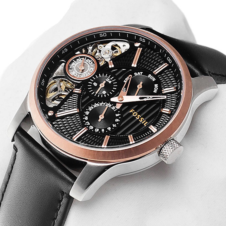  Shop Authentic Fossil Twist Multi-Function Chronograph Black Dial Black Leather Strap Watch for Men - ME1099 - Luxxuri