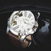  Shop Authentic Fossil Grant Twist Multi-Function White Dial Brown Leather Strap Watch for Men - ME1144 - Luxxuri