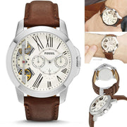  Shop Authentic Fossil Grant Twist Multi-Function White Dial Brown Leather Strap Watch for Men - ME1144 - Luxxuri