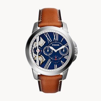  Shop Authentic Fossil Grant Twist Multifunction Blue Dial Brown Leather Strap Watch for Men - ME1161 - Luxxuri