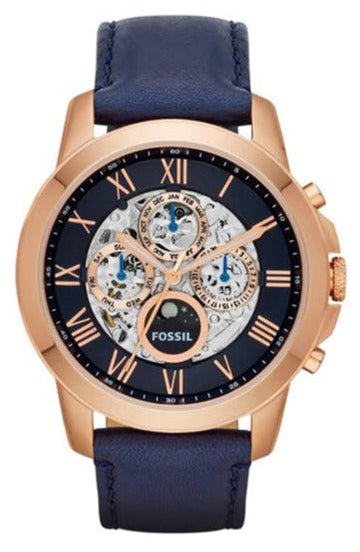  Shop Authentic Fossil Grant Automatic Blue Dial Blue Leather Strap Watch for Men - ME3029 - Luxxuri