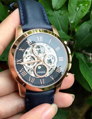  Shop Authentic Fossil Grant Automatic Blue Dial Blue Leather Strap Watch for Men - ME3029 - Luxxuri