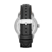  Shop Authentic Fossil Townsman Automatic Skeleton Silver Dial Black Leather Strap Watch for Men - ME3041 - Luxxuri