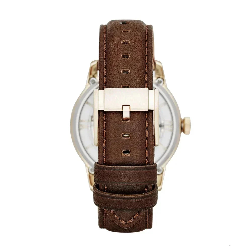  Shop Authentic Fossil Townsman Automatic Skeleton Gold Dial Brown Leather Strap Watch for Men - ME3043 - Luxxuri