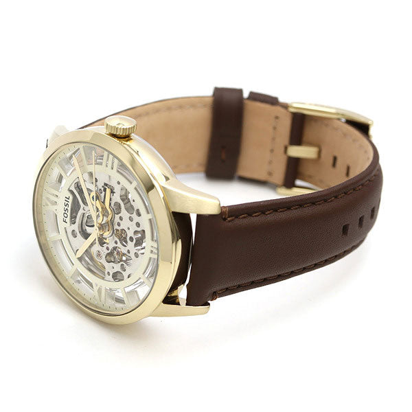  Shop Authentic Fossil Townsman Automatic Skeleton Gold Dial Brown Leather Strap Watch for Men - ME3043 - Luxxuri