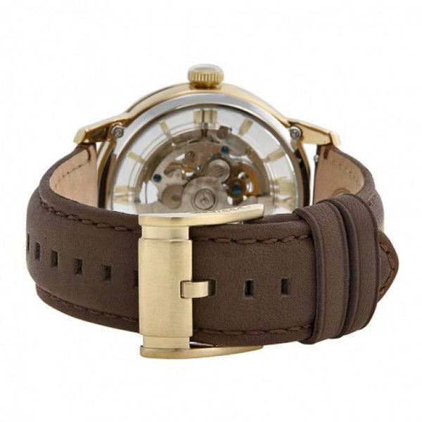  Shop Authentic Fossil Townsman Automatic Skeleton Gold Dial Brown Leather Strap Watch for Men - ME3043 - Luxxuri