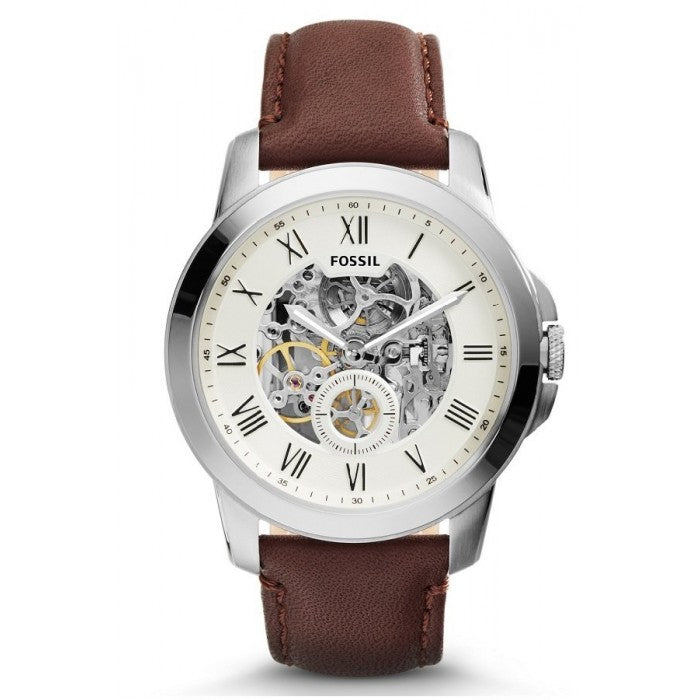  Shop Authentic Fossil Grant Automatic White Dial Brown Leather Strap Watch for Men -  ME3027 - Luxxuri