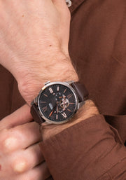  Shop Authentic Fossil Townsman Automatic Black Dial Brown Leather Strap Watch for Men - ME3061 - Luxxuri