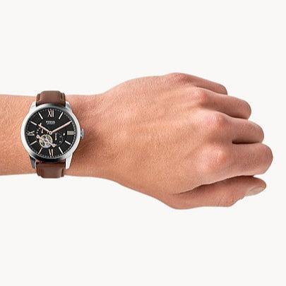  Shop Authentic Fossil Townsman Automatic Black Dial Brown Leather Strap Watch for Men - ME3061 - Luxxuri
