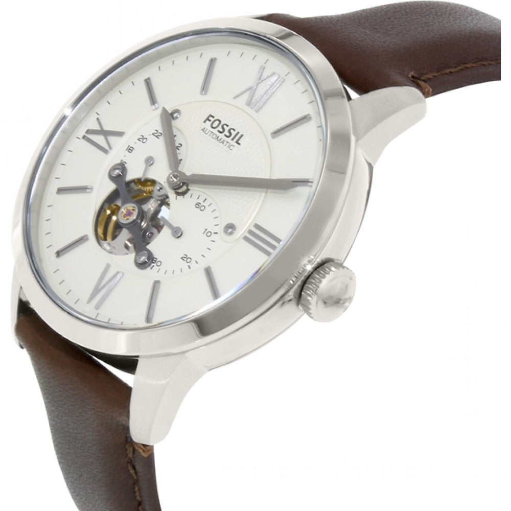  Shop Authentic Fossil Townsman Automatic White Dial Brown Leather Strap Watch for Men - ME3064 - Luxxuri