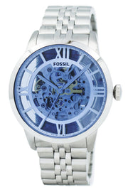  Shop Authentic Fossil Townsman Automatic Skeleton Blue Dial Silver Steel Strap Watch for Men - ME3073 - Luxxuri