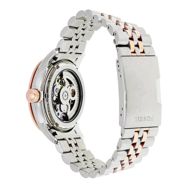  Shop Authentic Fossil Townsman Automatic Skeleton White Dial Two Tone Steel Strap Watch for Men - ME3075 - Luxxuri