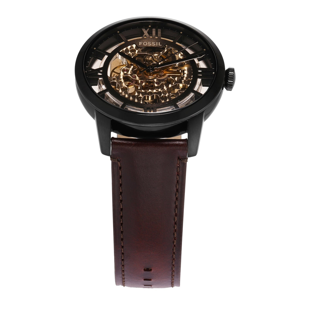 Shop Authentic Fossil Townsman Automatic Skeleton Brown Dial Brown Leather Strap Watch for Men - ME3098 - Luxxuri