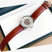  Shop Authentic Fossil Grant Automatic Beige Skeleton Dial Brown Leather Strap Watch for Men - ME3099 - Luxxuri
