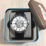  Shop Authentic Fossil Grant Automatic Skeleton White Dial Black Leather Strap Watch for Men - ME3101 - Luxxuri