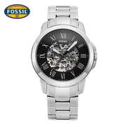  Shop Authentic Fossil Grant Automatic Skeleton Black Dial Silver Steel Strap Watch for Men - ME3103 - Luxxuri