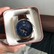  Shop Authentic Fossil Townsman Automatic Blue Dial Brown Leather Strap Watch for Men - ME3110 - Luxxuri