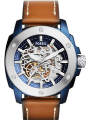  Shop Authentic Fossil Modern Machine Automatic Skeleton Silver Dial Brown Leather Strap Watch for Men - ME3135 - Luxxuri