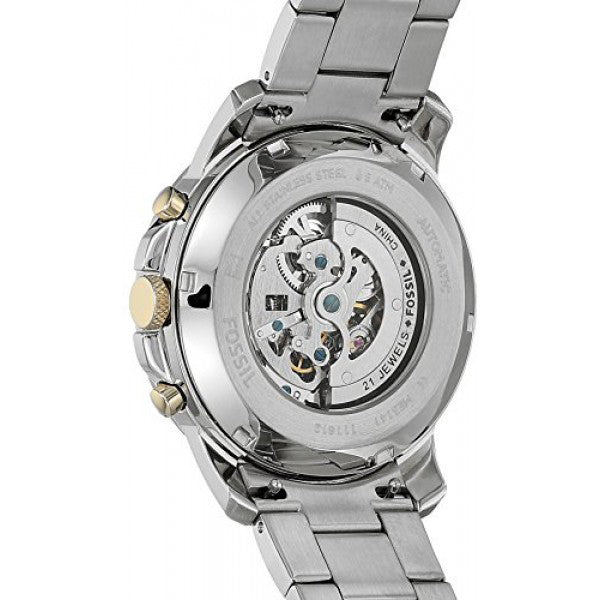  Shop Authentic Fossil Grant Automatic Skeleton Black Dial Silver Steel Strap Watch for Men - ME3103 - Luxxuri