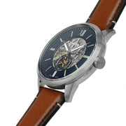 Shop Authentic Fossil Townsman Automatic Skeleton Blue Dial Brown Leather Strap Watch for Men - ME3154 - Luxxuri