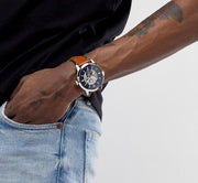 Shop Authentic Fossil Townsman Automatic Skeleton Blue Dial Brown Leather Strap Watch for Men - ME3154 - Luxxuri