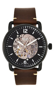  Shop Authentic Fossil Commuter Automatic Black Dial Brown Leather Strap Watch for Men - ME3158 - Luxxuri