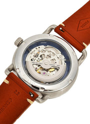  Shop Authentic Fossil Commuter Automatic Skeleton Blue Dial Brown Leather Strap Watch for Men - ME3159 - Luxxuri