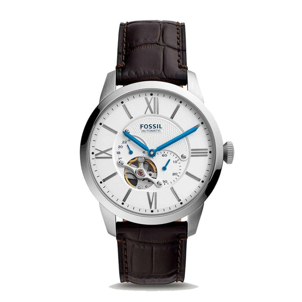  Shop Authentic Fossil Townsman Automatic Chronograph White Dial Blue Leather Strap Watch for Men - ME3167 - Luxxuri