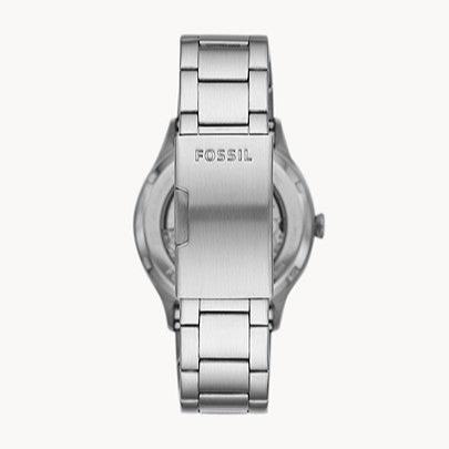  Shop Authentic Fossil Forrester Automatic Skeleton Black Dial Silver Steel Strap Watch for Men - ME3180 - Luxxuri