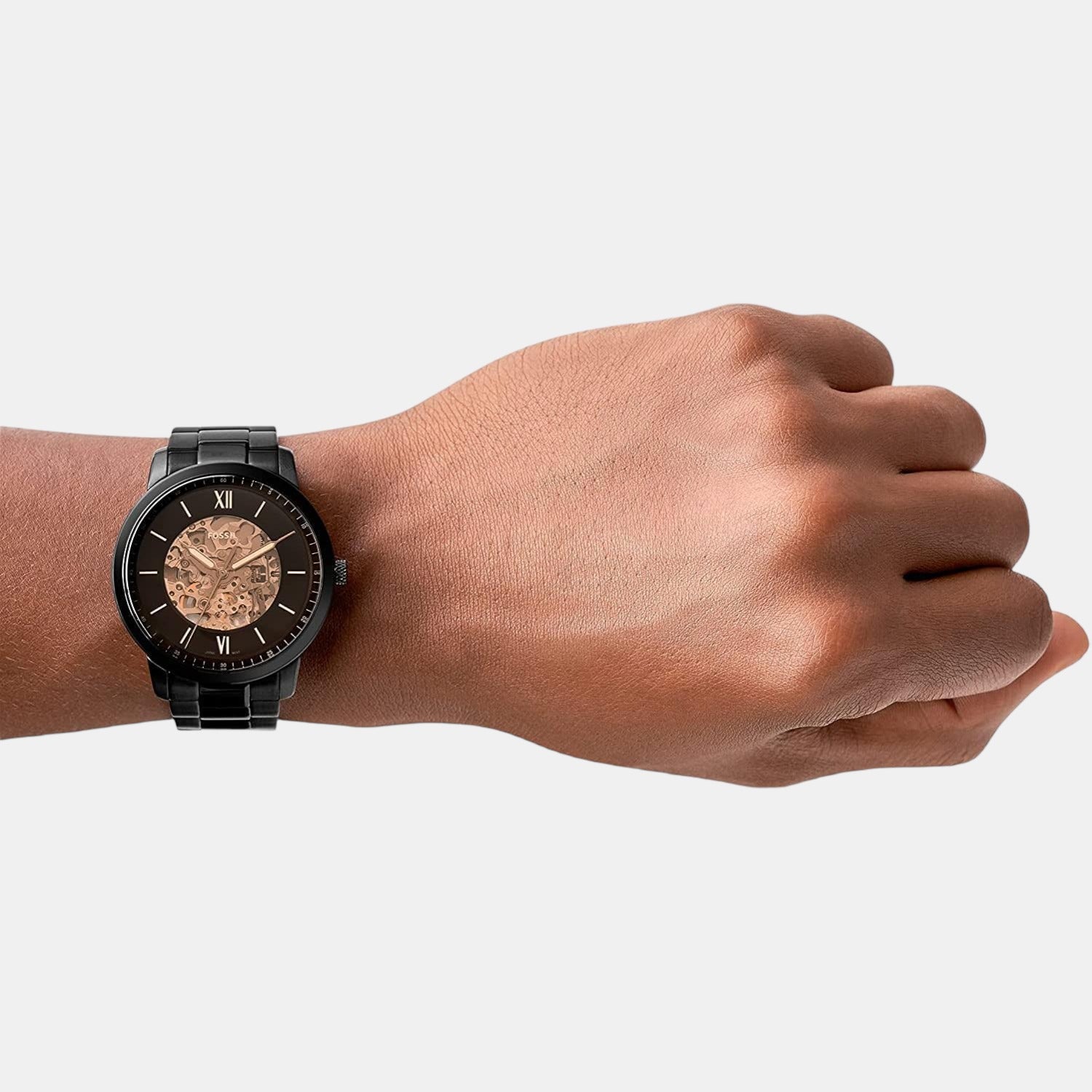 Shop Authentic Fossil Neutra Automatic Skeleton Black Dial Black Steel Strap Watch for Men - ME3183 - Luxxuri