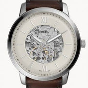  Shop Authentic Fossil Neutra Automatic Skeleton White Dial Brown Leather Strap Watch for Men - ME3184 - Luxxuri