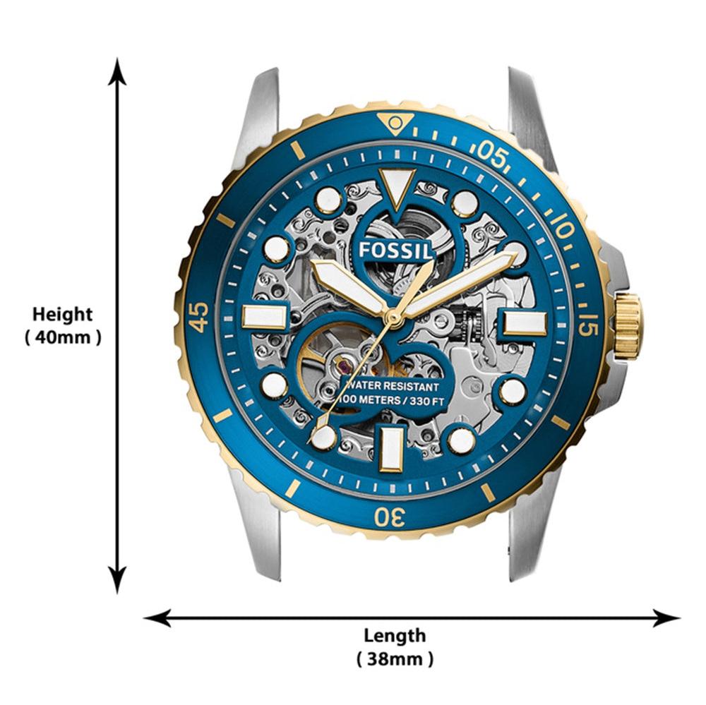  Shop Authentic Fossil FB-01 Automatic Skeleton Blue Dial Two Tone Steel Strap Watch for Men - ME3191 - Luxxuri