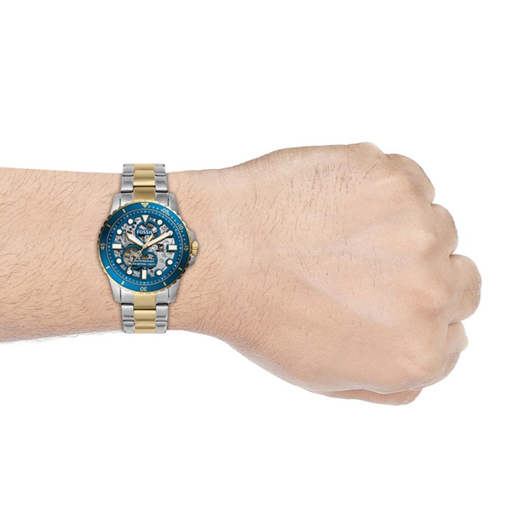  Shop Authentic Fossil FB-01 Automatic Skeleton Blue Dial Two Tone Steel Strap Watch for Men - ME3191 - Luxxuri