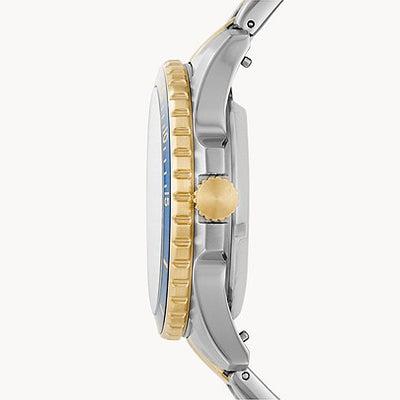  Shop Authentic Fossil FB-01 Automatic Skeleton Blue Dial Two Tone Steel Strap Watch for Men - ME3191 - Luxxuri