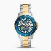  Shop Authentic Fossil FB-01 Automatic Skeleton Blue Dial Two Tone Steel Strap Watch for Men - ME3191 - Luxxuri