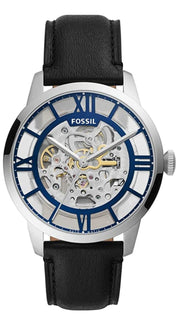  Shop Authentic Fossil Townsman Automatic Skeleton Blue Dial Black Leather Strap Watch for Men - ME3200 - Luxxuri
