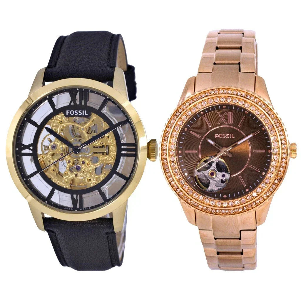  Shop Authentic Fossil Townsman Automatic Skeleton Black Dial Black Leather Strap Watch for Men - ME3210 - Luxxuri
