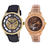  Shop Authentic Fossil Townsman Automatic Skeleton Black Dial Black Leather Strap Watch for Men - ME3210 - Luxxuri