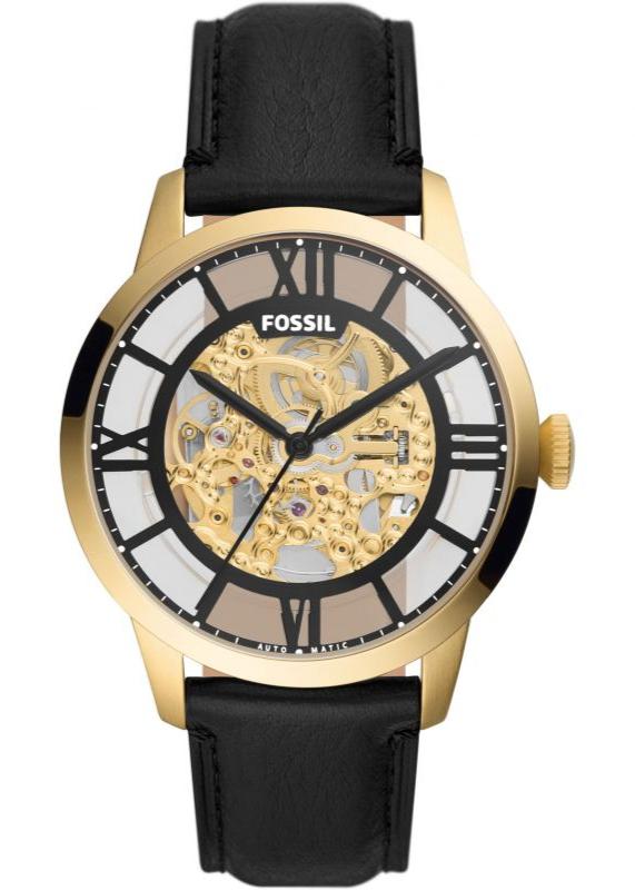  Shop Authentic Fossil Townsman Automatic Skeleton Black Dial Black Leather Strap Watch for Men - ME3210 - Luxxuri