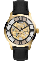  Shop Authentic Fossil Townsman Automatic Skeleton Black Dial Black Leather Strap Watch for Men - ME3210 - Luxxuri